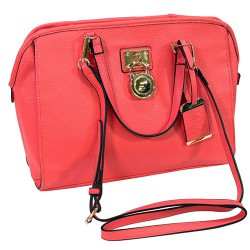 BULLDOG SATCHEL STYLE PURSE CORAL